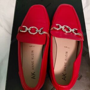 Anne Klein Vibrant Red Flats with Silver Accent